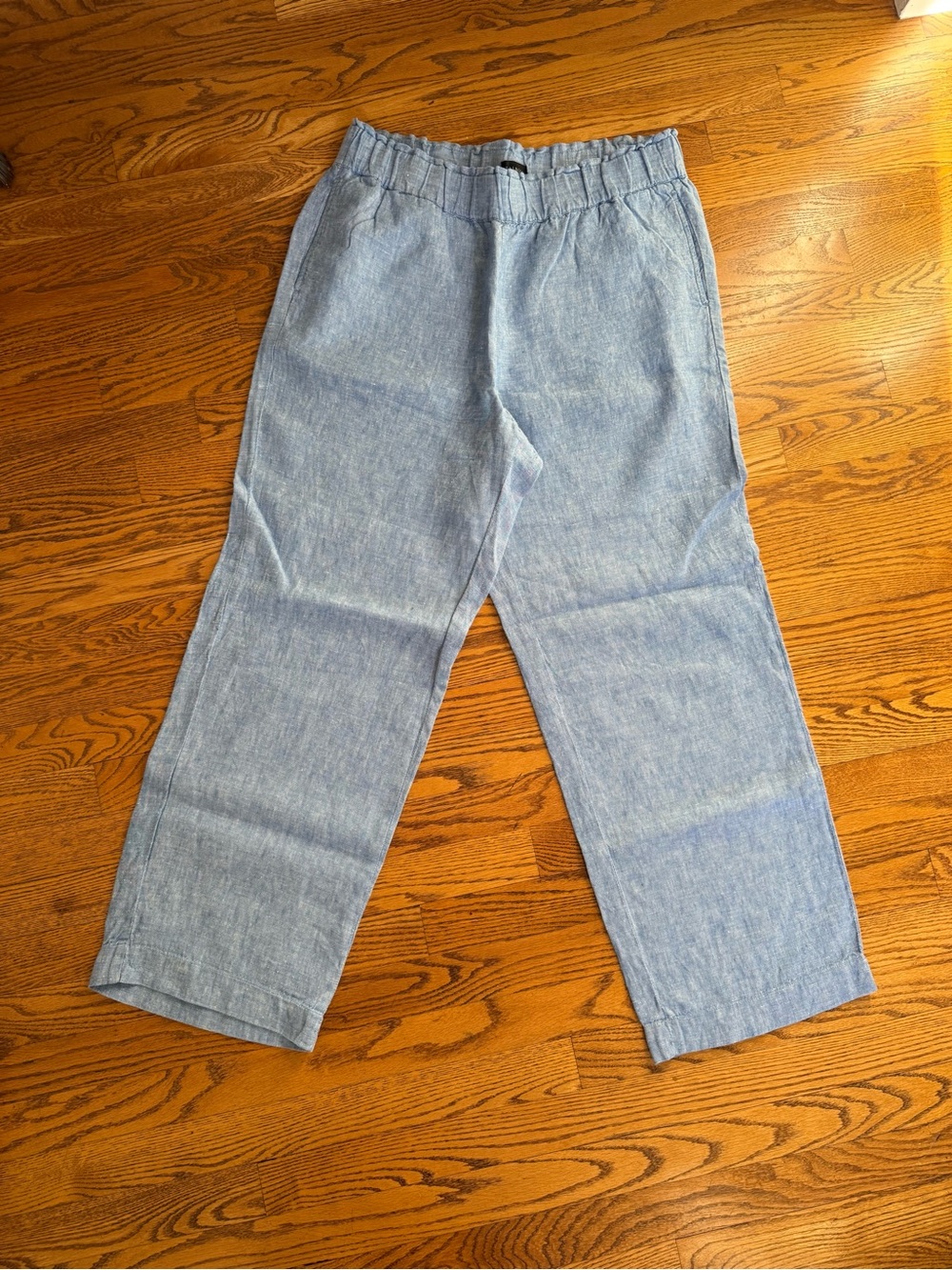 Talbot’s Light Blue Linen-Blend Elastic Waist Pants